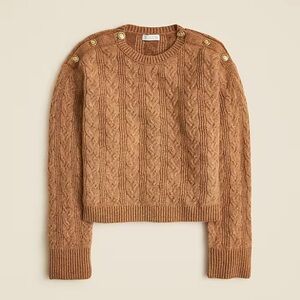 J. Crew Camel Cable Knit Sweater with Button Accents